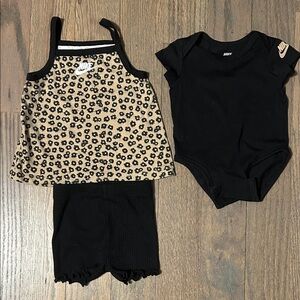 Nike Baby Girl 3-Piece Set - Black & Tan Leopard